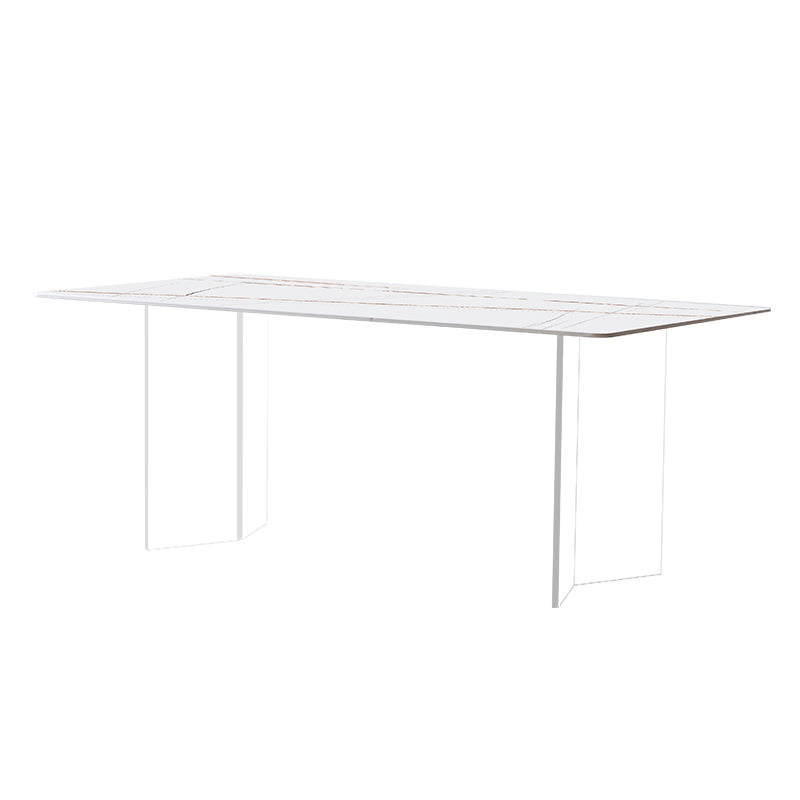 Designer Style Acrylic Dining Set 1/4/5 Pieces Home Table Dining Room Set White-Gold 79"L x 31"W Clearhalo 'Dining Room Sets' 'Dining Tables & Seating' 'dining_room_set' 'furn' 'furn_dining_room_set' 'Furniture' 'Kitchen & Dining Furniture' 5433779