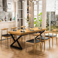 Ensemble de table à manger industrielle à double piédestal, ensemble de dinette en bois massif 1/2/7 pièces