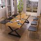 Ensemble de table à manger industrielle à double piédestal, ensemble de dinette en bois massif 1/2/7 pièces
