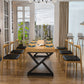 Ensemble de table à manger industrielle à double piédestal, ensemble de dinette en bois massif 1/2/7 pièces