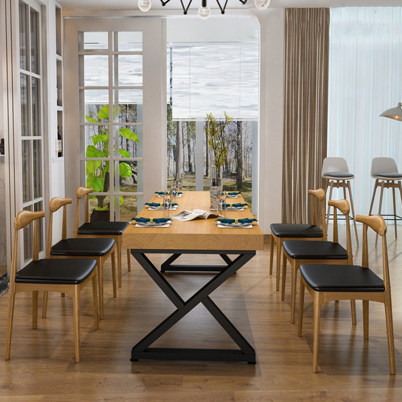 Ensemble de table à manger industrielle à double piédestal, ensemble de dinette en bois massif 1/2/7 pièces