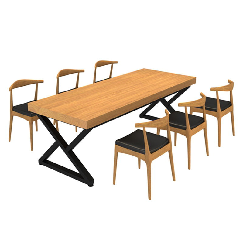 Ensemble de table à manger industrielle à double piédestal, ensemble de dinette en bois massif 1/2/7 pièces