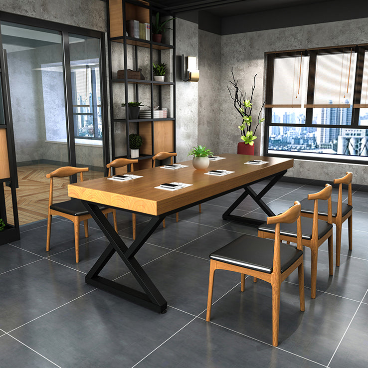 Ensemble de table à manger industrielle à double piédestal, ensemble de dinette en bois massif 1/2/7 pièces