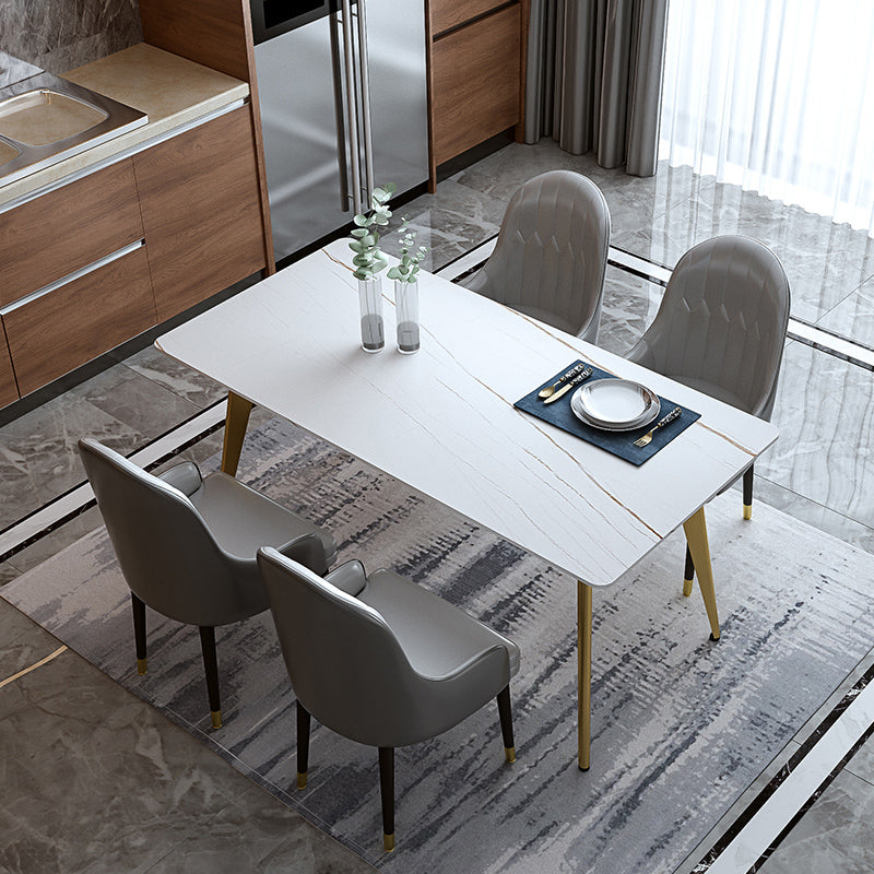 Glam Dining Table Set 1/2/5/6/7 Pieces Sintered Stone Dining Set 5 Pieces: Table, 4 Chairs Clearhalo 'Dining Room Sets' 'Dining Tables & Seating' 'dining_room_set' 'furn' 'furn_dining_room_set' 'Furniture' 'Kitchen & Dining Furniture' 5433832