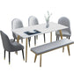 Glam Dining Table Set 1/2/5/6/7 Pieces Sintered Stone Dining Set 6 Pieces: Table, 4 Chairs, 1 Bench Clearhalo 'Dining Room Sets' 'Dining Tables & Seating' 'dining_room_set' 'furn' 'furn_dining_room_set' 'Furniture' 'Kitchen & Dining Furniture' 5433833