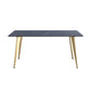 Glam Dining Table Set 1/2/5/6/7 Pieces Sintered Stone Dining Set Black-Gold 63"L x 31"W Clearhalo 'Dining Room Sets' 'Dining Tables & Seating' 'dining_room_set' 'furn' 'furn_dining_room_set' 'Furniture' 'Kitchen & Dining Furniture' 5433835