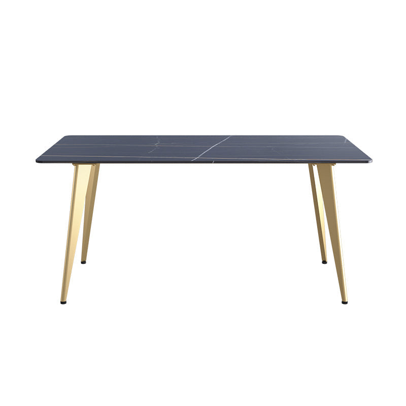Glam Dining Table Set 1/2/5/6/7 Pieces Sintered Stone Dining Set Black-Gold 63"L x 31"W Clearhalo 'Dining Room Sets' 'Dining Tables & Seating' 'dining_room_set' 'furn' 'furn_dining_room_set' 'Furniture' 'Kitchen & Dining Furniture' 5433835