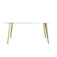 Glam Dining Table Set 1/2/5/6/7 Pieces Sintered Stone Dining Set White-Gold 63"L x 31"W Clearhalo 'Dining Room Sets' 'Dining Tables & Seating' 'dining_room_set' 'furn' 'furn_dining_room_set' 'Furniture' 'Kitchen & Dining Furniture' 5433836