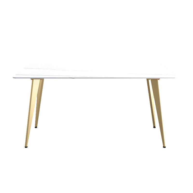 Glam Dining Table Set 1/2/5/6/7 Pieces Sintered Stone Dining Set White-Gold 63"L x 31"W Clearhalo 'Dining Room Sets' 'Dining Tables & Seating' 'dining_room_set' 'furn' 'furn_dining_room_set' 'Furniture' 'Kitchen & Dining Furniture' 5433836