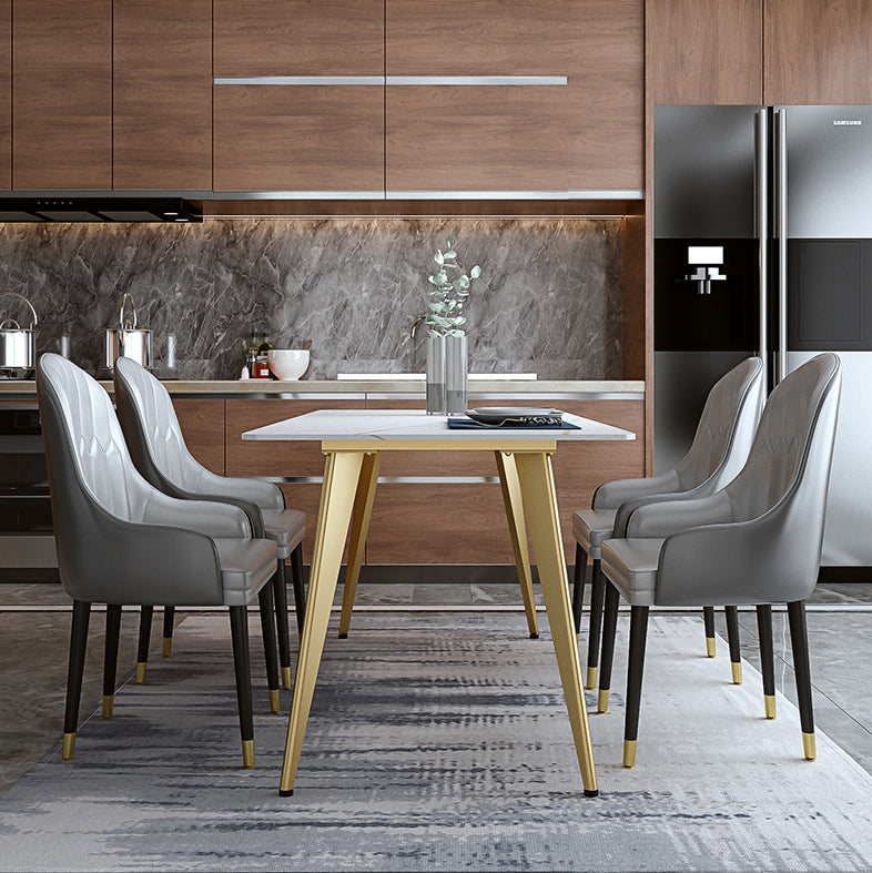 Glam Dining Table Set 1/2/5/6/7 Pieces Sintered Stone Dining Set Clearhalo 'Dining Room Sets' 'Dining Tables & Seating' 'dining_room_set' 'furn' 'furn_dining_room_set' 'Furniture' 'Kitchen & Dining Furniture' 5433838