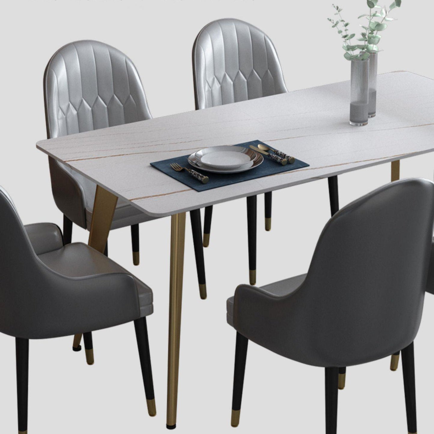 Glam Dining Table Set 1/2/5/6/7 Pieces Sintered Stone Dining Set Clearhalo 'Dining Room Sets' 'Dining Tables & Seating' 'dining_room_set' 'furn' 'furn_dining_room_set' 'Furniture' 'Kitchen & Dining Furniture' 5433846