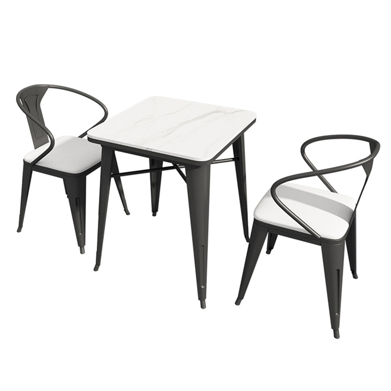 Black and White Dinette Set 1/2/3/5 Pieces Modern Stone Dining Table Set 3 Pieces: Table, 2 Chairs Clearhalo 'Dining Room Sets' 'Dining Tables & Seating' 'dining_room_set' 'furn' 'furn_dining_room_set' 'Furniture' 'Kitchen & Dining Furniture' 5433878