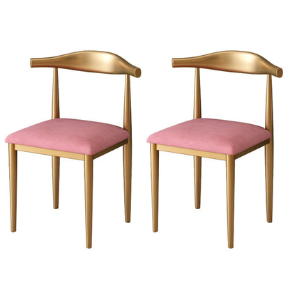 Glam White and Gold Dinette Set 1/2/5/7 Pieces Rectangle Stone Dining Table Set 2 Pink Chairs Clearhalo 'Dining Room Sets' 'Dining Tables & Seating' 'dining_room_set' 'furn' 'furn_dining_room_set' 'Furniture' 'Kitchen & Dining Furniture' 5433979