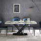 Luxury Sintered Stone Top Dining Table Rectangle Dining Table with Metal Pedestal in Black