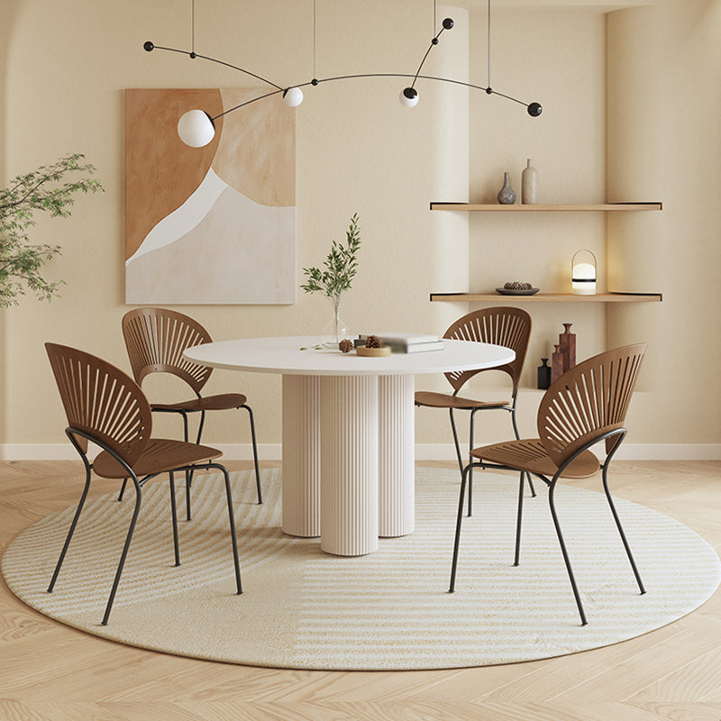 Round Stone Dining Table Contemporary Style Dining Room Collection for Dining Room 43.3"L x 43.3"W x 29.5"H Without Chairs Clearhalo 'Dining Tables & Seating' 'Dining Tables' 'dining_table' 'furn' 'furn_dining_table' 'Furniture' 'Kitchen & Dining Furniture' 5434043