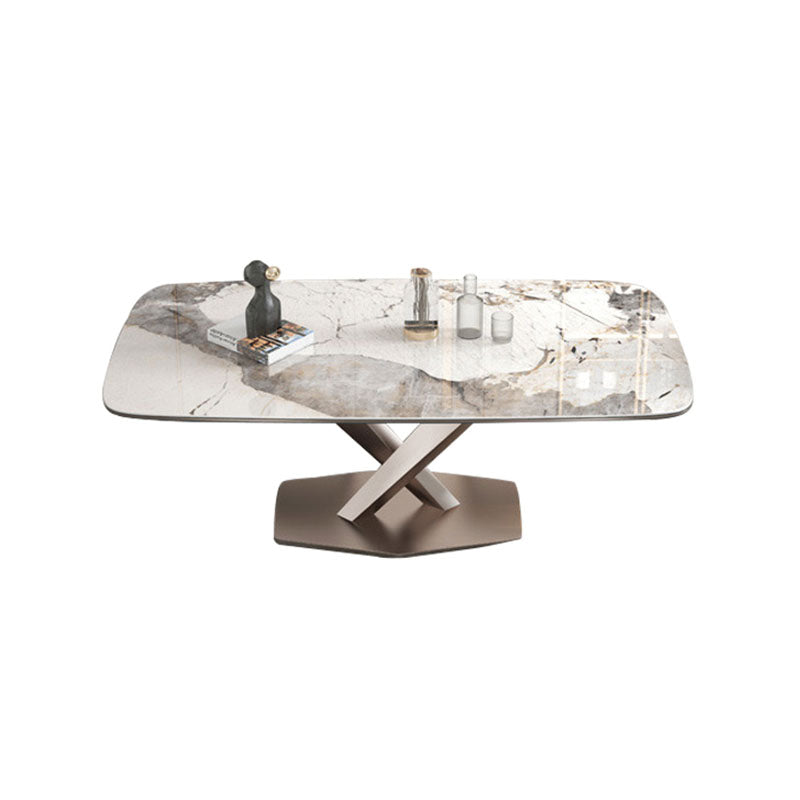 Stone Top Dining Table Rectangle Traditional Luxury Table with Pedestal Base Clearhalo 'Dining Tables & Seating' 'Dining Tables' 'dining_table' 'furn' 'furn_dining_table' 'Furniture' 'Kitchen & Dining Furniture' 5434057