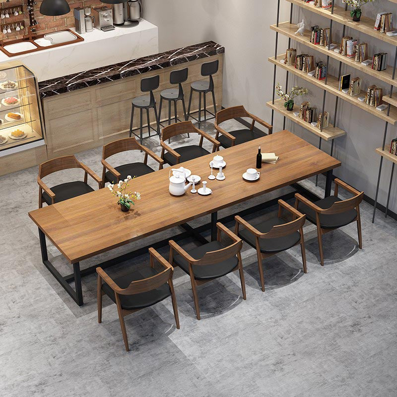 Industrial Rectangle Dinner Room Kitchen Table Brown Solid Wood Dinner Table