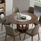 Walnut Color Solid Wood Round Dining Table Round Turntable Furniture with Pedestal Base 51.2"L x 51.2"W x 29.5"H Without Chairs Clearhalo 'Dining Tables & Seating' 'Dining Tables' 'dining_table' 'furn' 'furn_dining_table' 'Furniture' 'Kitchen & Dining Furniture' 5434087