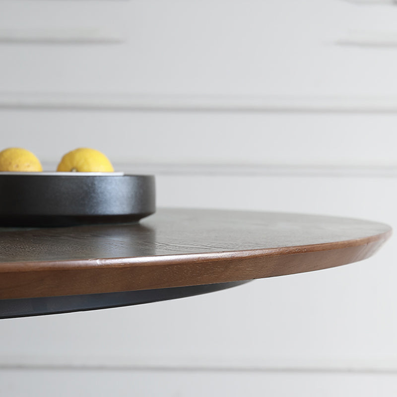 Walnut Color Solid Wood Round Dining Table Round Turntable Furniture with Pedestal Base Clearhalo 'Dining Tables & Seating' 'Dining Tables' 'dining_table' 'furn' 'furn_dining_table' 'Furniture' 'Kitchen & Dining Furniture' 5434091