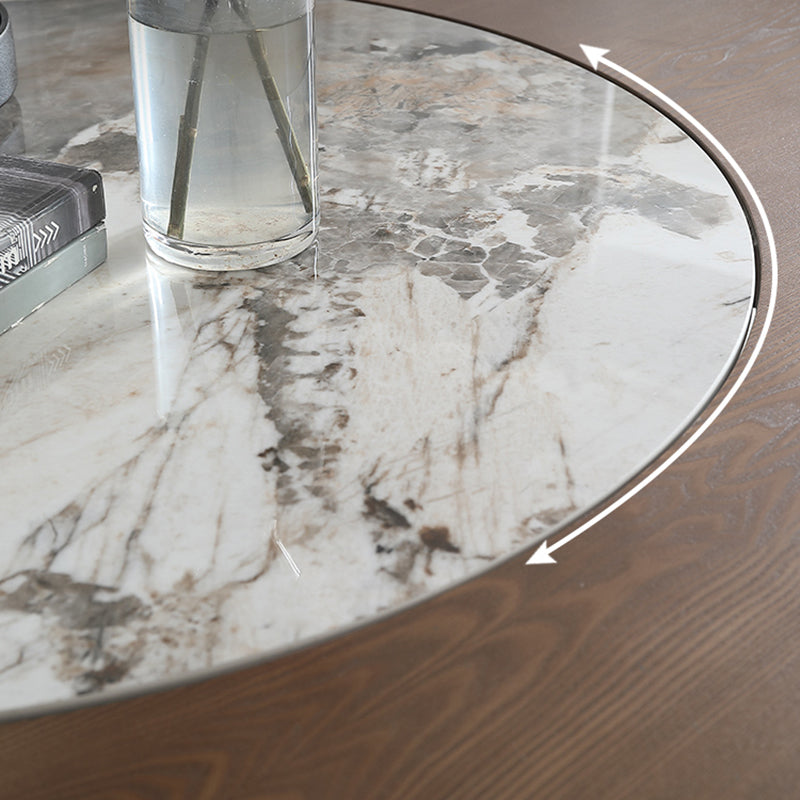 Walnut Color Solid Wood Round Dining Table Round Turntable Furniture with Pedestal Base Clearhalo 'Dining Tables & Seating' 'Dining Tables' 'dining_table' 'furn' 'furn_dining_table' 'Furniture' 'Kitchen & Dining Furniture' 5434093