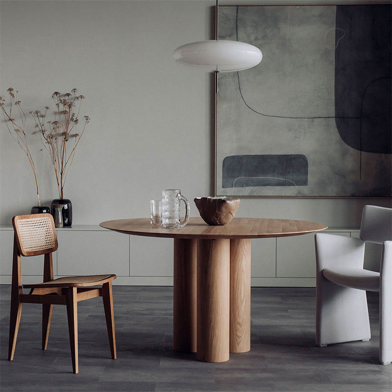 Round Dining Table Modern Wood Color Fixed Table of Pine Solid Wood Walnut Without Chairs Clearhalo 'Dining Tables & Seating' 'Dining Tables' 'dining_table' 'furn' 'furn_dining_table' 'Furniture' 'Kitchen & Dining Furniture' 5434135