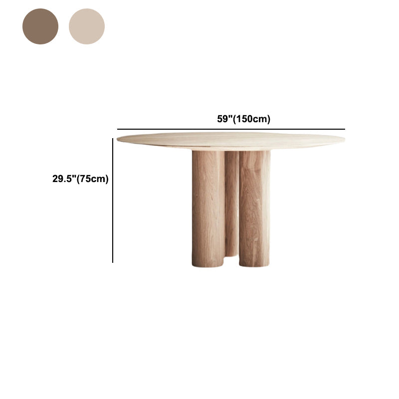 Round Dining Table Modern Wood Color Fixed Table of Pine Solid Wood Clearhalo 'Dining Tables & Seating' 'Dining Tables' 'dining_table' 'furn' 'furn_dining_table' 'Furniture' 'Kitchen & Dining Furniture' 5434144
