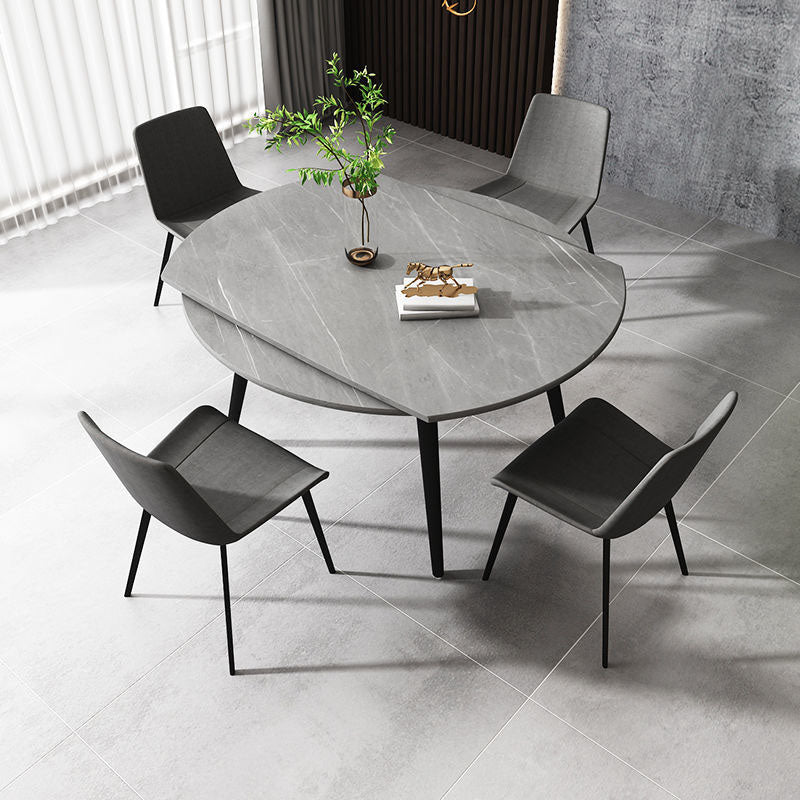 Modern Stone Round Table Standard Height Dining Table with 4 Legs Gray Without Chairs Clearhalo 'Dining Tables & Seating' 'Dining Tables' 'dining_table' 'furn' 'furn_dining_table' 'Furniture' 'Kitchen & Dining Furniture' 5434189