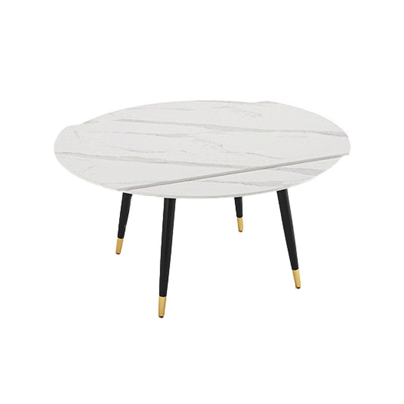 Modern Stone Round Table Standard Height Dining Table with 4 Legs White Without Chairs Clearhalo 'Dining Tables & Seating' 'Dining Tables' 'dining_table' 'furn' 'furn_dining_table' 'Furniture' 'Kitchen & Dining Furniture' 5434192