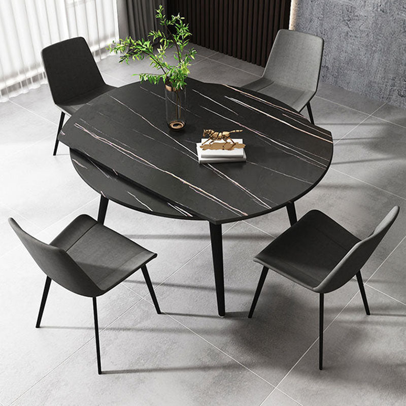 Modern Stone Round Table Standard Height Dining Table with 4 Legs Black Without Chairs Clearhalo 'Dining Tables & Seating' 'Dining Tables' 'dining_table' 'furn' 'furn_dining_table' 'Furniture' 'Kitchen & Dining Furniture' 5434196