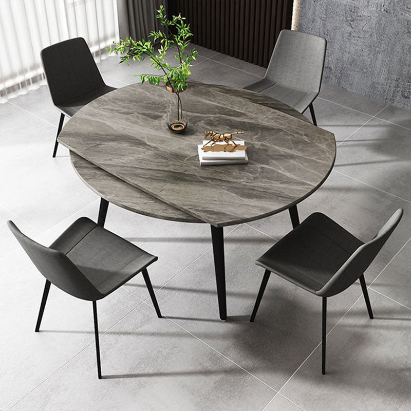 Modern Stone Round Table Standard Height Dining Table with 4 Legs Dark Grey Without Chairs Clearhalo 'Dining Tables & Seating' 'Dining Tables' 'dining_table' 'furn' 'furn_dining_table' 'Furniture' 'Kitchen & Dining Furniture' 5434201
