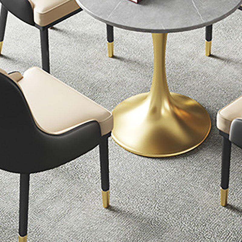 Tavolo rotondo di lusso tradizionale in metallo per tavolo in pietra sinterizzato in casa con tulipano