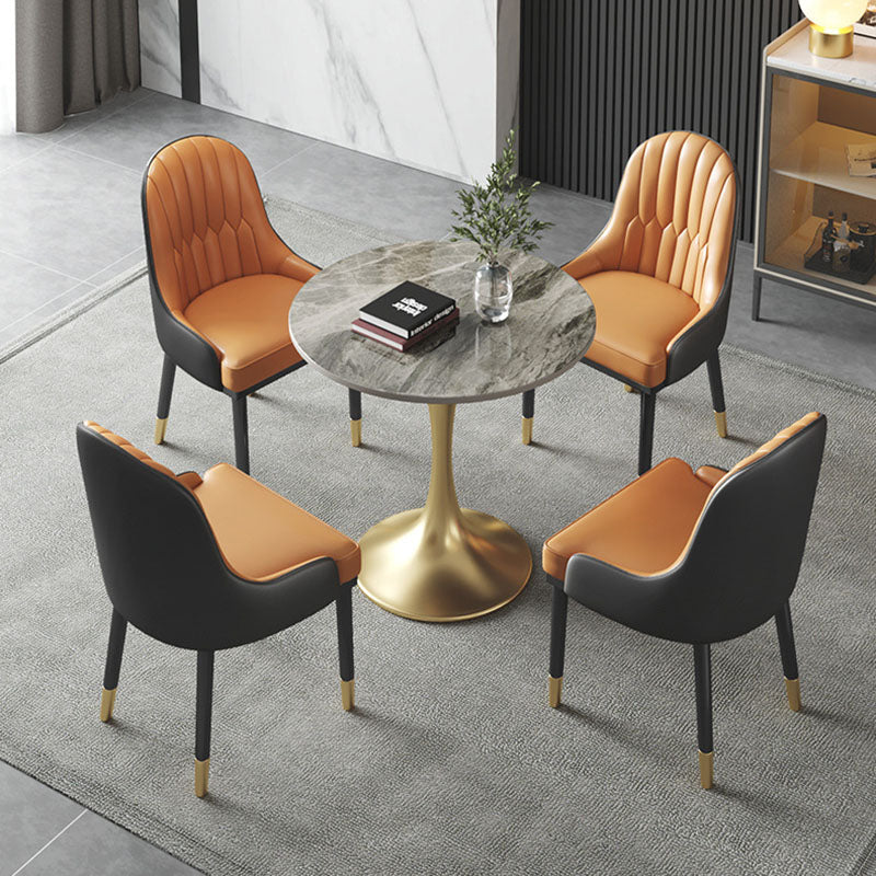 Tavolo rotondo di lusso tradizionale in metallo per tavolo in pietra sinterizzato in casa con tulipano