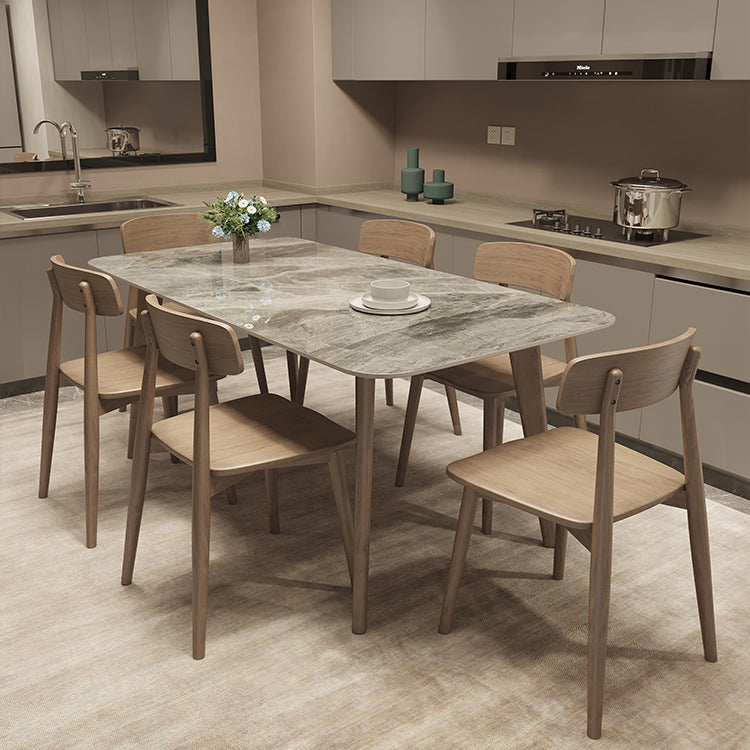 Tavolo da pranzo in stile shaker rettangolo 4 gambe marroni in legno massiccio tavolo da pranzo