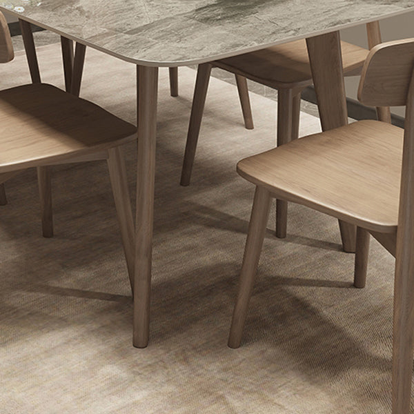 Tavolo da pranzo in stile shaker rettangolo 4 gambe marroni in legno massiccio tavolo da pranzo