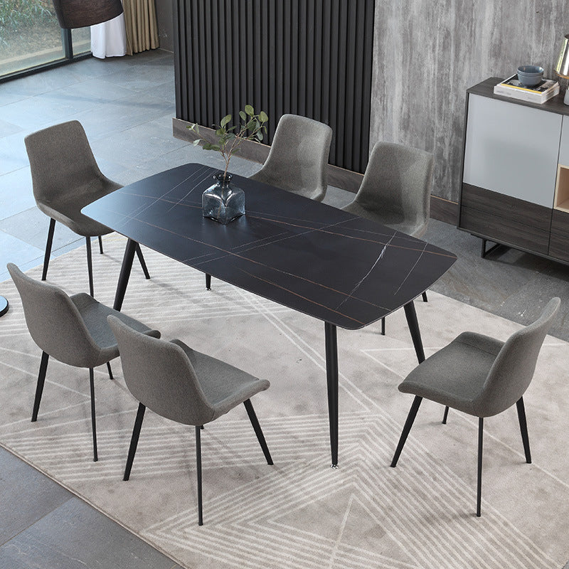 Metal Industrial Rectangle Dining Table Sintered Stone Top Table with Legs Black Without Chairs Clearhalo 'Dining Tables & Seating' 'Dining Tables' 'dining_table' 'furn' 'furn_dining_table' 'Furniture' 'Kitchen & Dining Furniture' 5434328