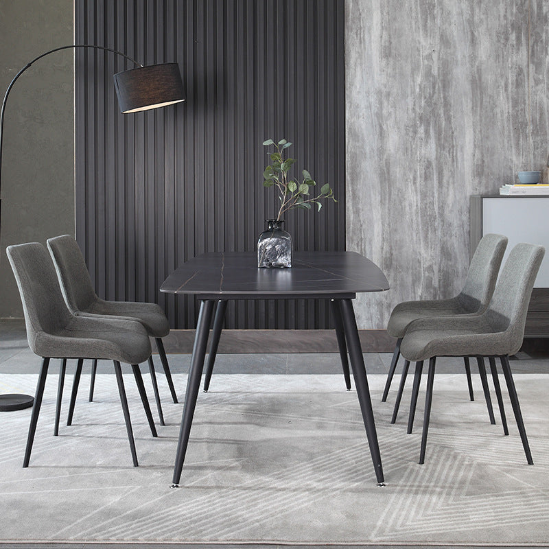 Metal Industrial Rectangle Dining Table Sintered Stone Top Table with Legs Clearhalo 'Dining Tables & Seating' 'Dining Tables' 'dining_table' 'furn' 'furn_dining_table' 'Furniture' 'Kitchen & Dining Furniture' 5434335