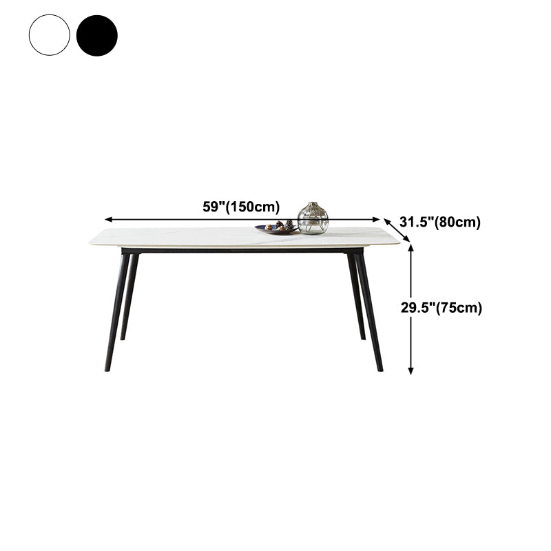 Metal Industrial Rectangle Dining Table Sintered Stone Top Table with Legs Clearhalo 'Dining Tables & Seating' 'Dining Tables' 'dining_table' 'furn' 'furn_dining_table' 'Furniture' 'Kitchen & Dining Furniture' 5434338