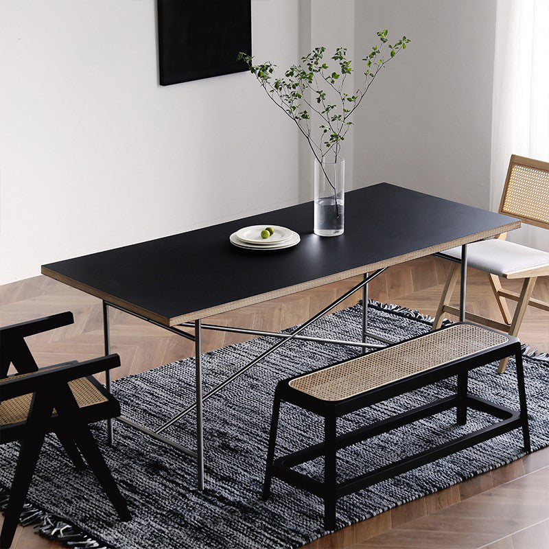 Tavolo da pranzo rettangolare tavolo da cucina in legno industriale con base Seld