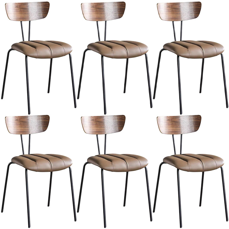 Contemporary Leather Dining Chair Open Back Dining Side Furniture with Steel Legs