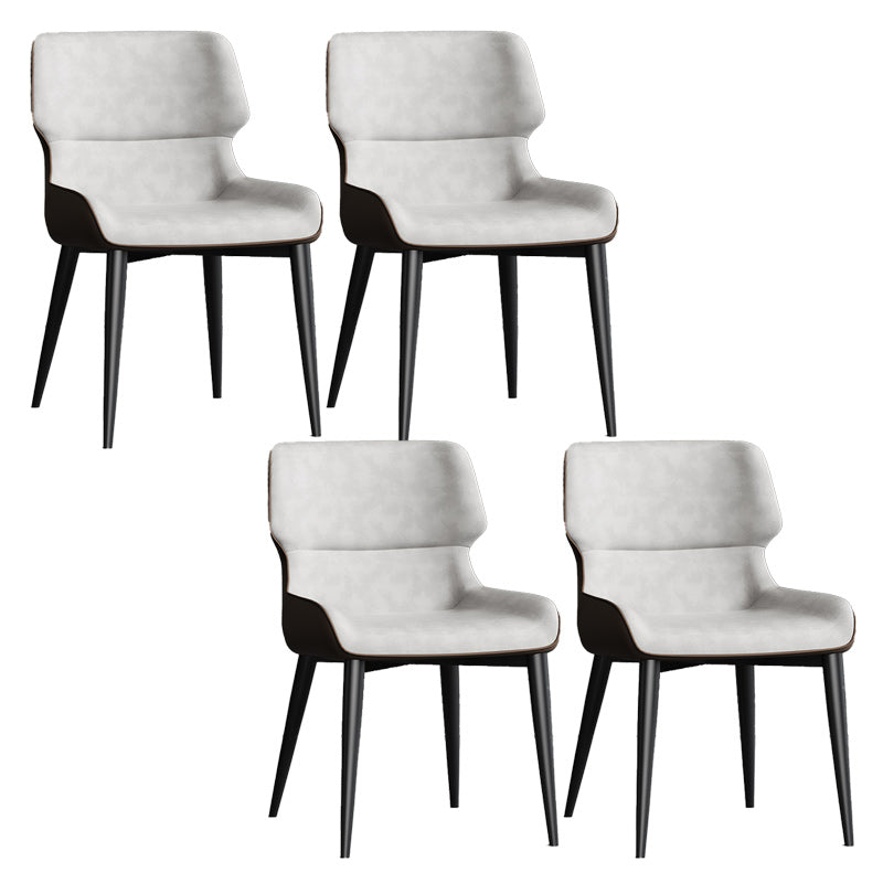 Contemporary Leather Side Chair Wingback Side Chair for Dining Room Light Gray 4 Piece Set Clearhalo 'Dining Chairs' 'Dining Tables & Seating' 'dining_chair' 'furn' 'furn_dining_chair' 'Furniture' 'Kitchen & Dining Furniture' 5434478