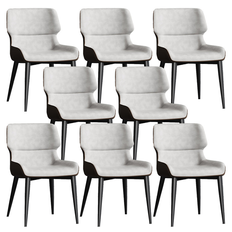Contemporary Leather Side Chair Wingback Side Chair for Dining Room Light Gray 8 Piece Set Clearhalo 'Dining Chairs' 'Dining Tables & Seating' 'dining_chair' 'furn' 'furn_dining_chair' 'Furniture' 'Kitchen & Dining Furniture' 5434481