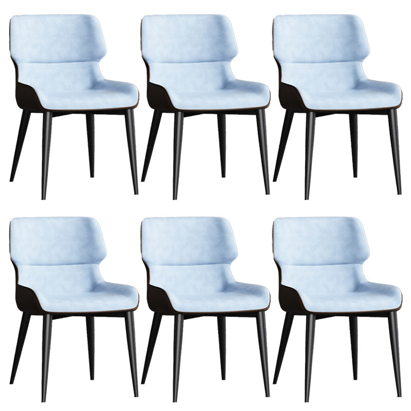 Contemporary Leather Side Chair Wingback Side Chair for Dining Room Light Blue 6 Piece Set Clearhalo 'Dining Chairs' 'Dining Tables & Seating' 'dining_chair' 'furn' 'furn_dining_chair' 'Furniture' 'Kitchen & Dining Furniture' 5434488