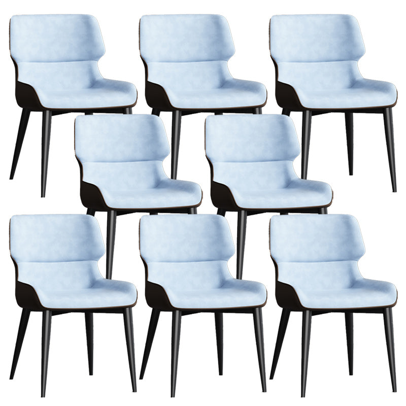 Contemporary Leather Side Chair Wingback Side Chair for Dining Room Light Blue 8 Piece Set Clearhalo 'Dining Chairs' 'Dining Tables & Seating' 'dining_chair' 'furn' 'furn_dining_chair' 'Furniture' 'Kitchen & Dining Furniture' 5434489