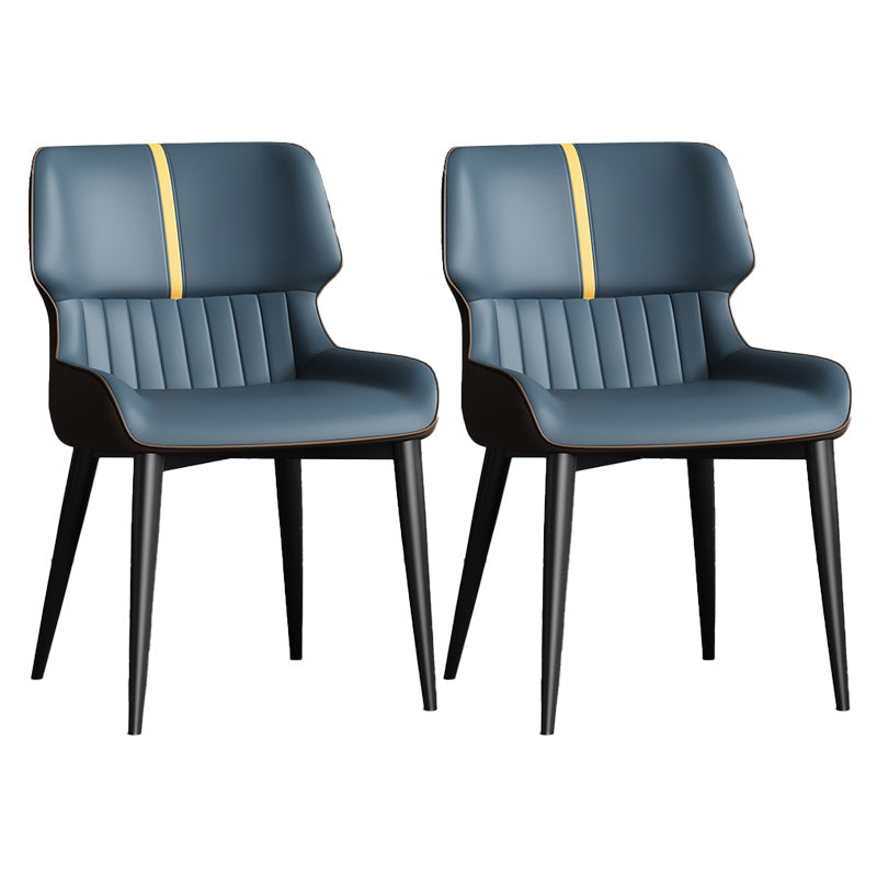 Contemporary Leather Side Chair Wingback Side Chair for Dining Room Dark Blue 2 Piece Set Clearhalo 'Dining Chairs' 'Dining Tables & Seating' 'dining_chair' 'furn' 'furn_dining_chair' 'Furniture' 'Kitchen & Dining Furniture' 5434499