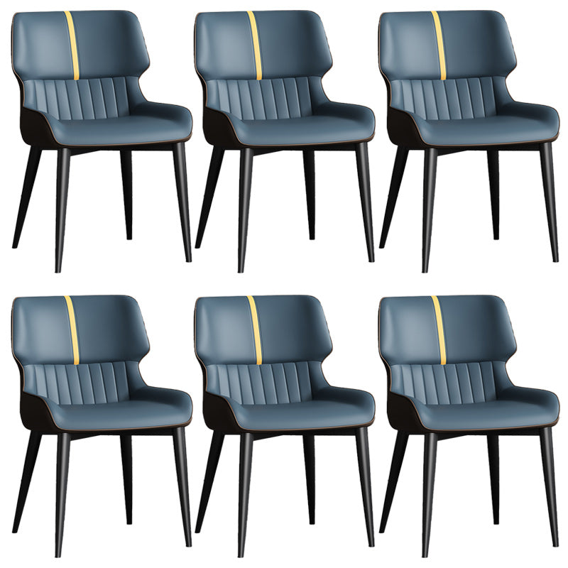 Contemporary Leather Side Chair Wingback Side Chair for Dining Room Dark Blue 6 Piece Set Clearhalo 'Dining Chairs' 'Dining Tables & Seating' 'dining_chair' 'furn' 'furn_dining_chair' 'Furniture' 'Kitchen & Dining Furniture' 5434504