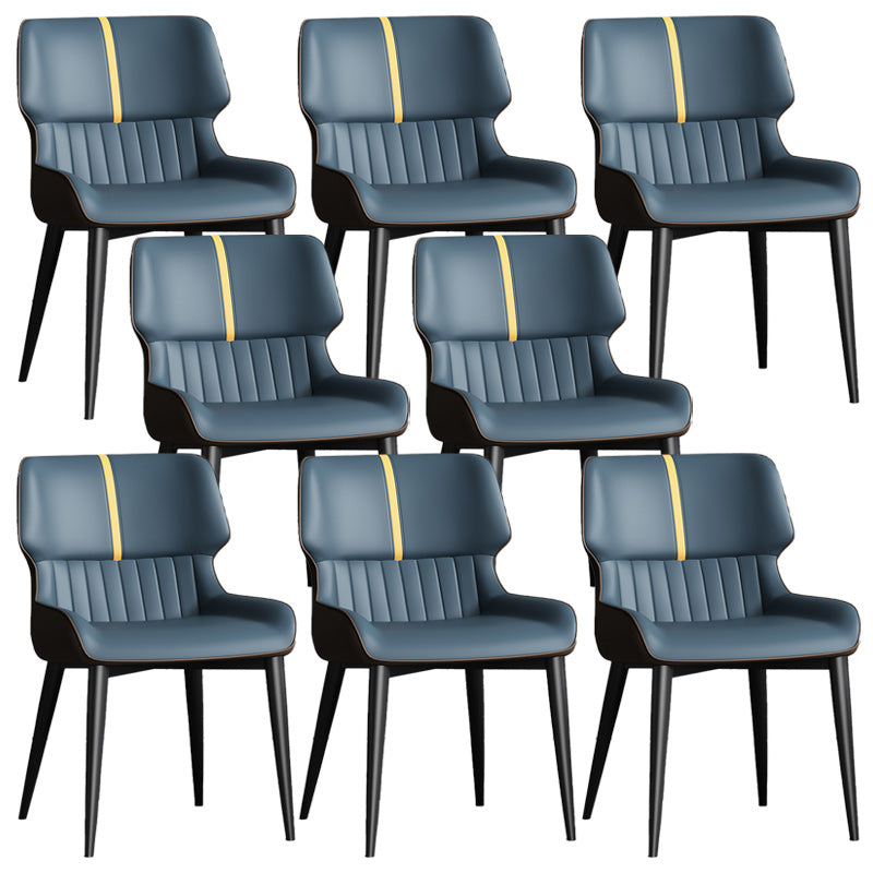 Contemporary Leather Side Chair Wingback Side Chair for Dining Room Dark Blue 8 Piece Set Clearhalo 'Dining Chairs' 'Dining Tables & Seating' 'dining_chair' 'furn' 'furn_dining_chair' 'Furniture' 'Kitchen & Dining Furniture' 5434505