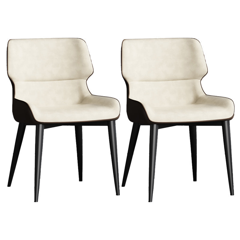 Contemporary Leather Side Chair Wingback Side Chair for Dining Room Off-White 2 Piece Set Clearhalo 'Dining Chairs' 'Dining Tables & Seating' 'dining_chair' 'furn' 'furn_dining_chair' 'Furniture' 'Kitchen & Dining Furniture' 5434510