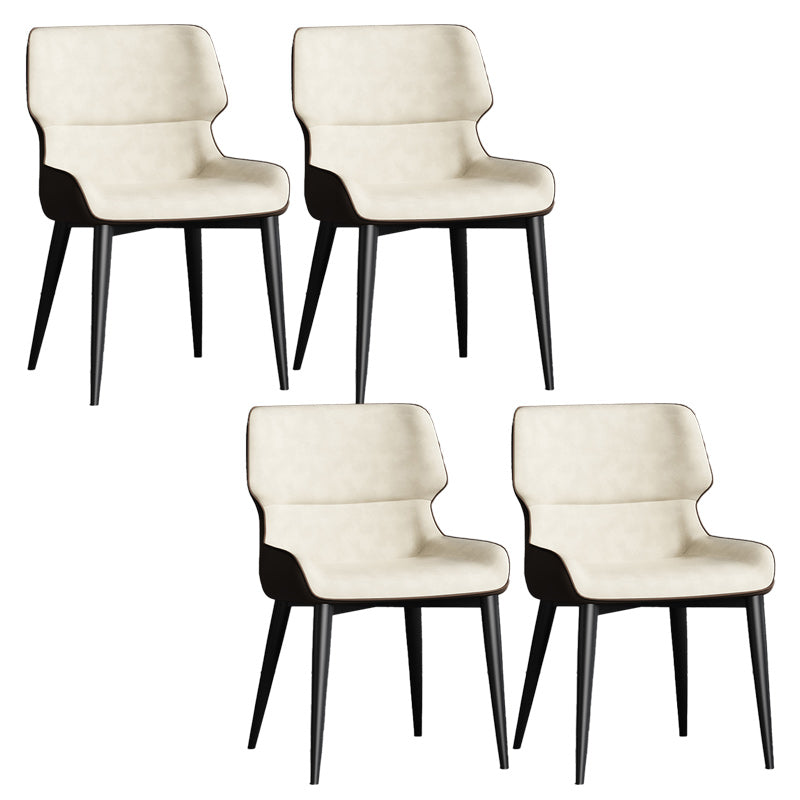 Contemporary Leather Side Chair Wingback Side Chair for Dining Room Off-White 4 Piece Set Clearhalo 'Dining Chairs' 'Dining Tables & Seating' 'dining_chair' 'furn' 'furn_dining_chair' 'Furniture' 'Kitchen & Dining Furniture' 5434511