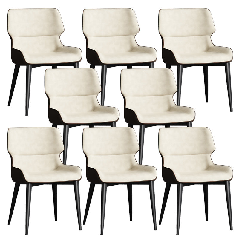 Contemporary Leather Side Chair Wingback Side Chair for Dining Room Off-White 8 Piece Set Clearhalo 'Dining Chairs' 'Dining Tables & Seating' 'dining_chair' 'furn' 'furn_dining_chair' 'Furniture' 'Kitchen & Dining Furniture' 5434513