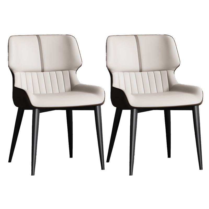Contemporary Leather Side Chair Wingback Side Chair for Dining Room Beige Coffee 2 Piece Set Clearhalo 'Dining Chairs' 'Dining Tables & Seating' 'dining_chair' 'furn' 'furn_dining_chair' 'Furniture' 'Kitchen & Dining Furniture' 5434514